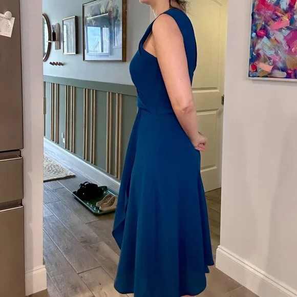 Reiss Marling Warp-Front Midi Dress in Ocean Blue - size 6 - Picture 4 of 7